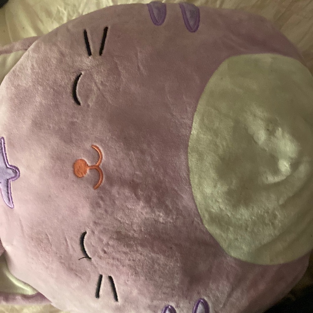 This is a purple cat squishmallow